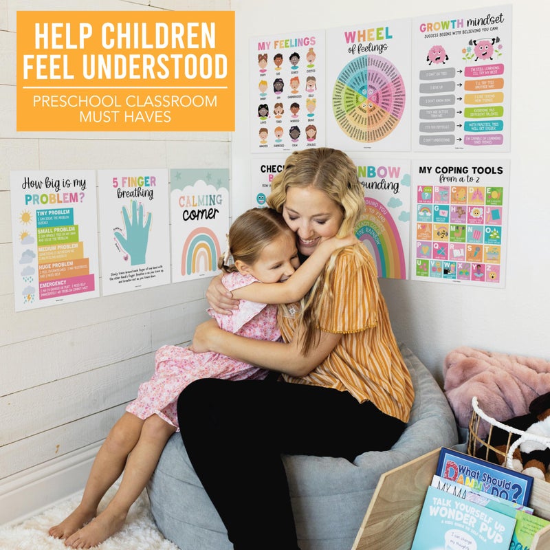 Hadley Designs 9 Calming Corner Posters for Classroom Decor - Feelings Chart for Kids, School Counselor Office Decor, Sensory Calm Down Corner Items Kids, Pastel Homeschool & Daycare Emotions Chart - Image 3