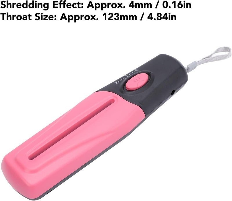 محضر تمزيق ورق محمول للاستخدام المنزلي، محضر تمزيق كهربائي صغير الحجم يعمل بتقنية USB ومزود بزرين للتحريك للأمام والخلف، مناسب للمكاتب والمدارس، لونه وردي، يقوم بتمزيق الورق إلى شرائط. - Image 1