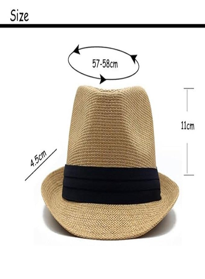 Shifter Western Style Trilby/Fedora Hat - Round Stylish Summer Travel Hat for Men, Women, Boys, and Girls (Beige) - Image 2