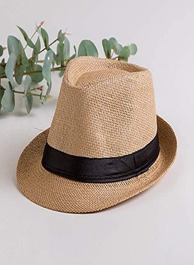 Shifter Western Style Trilby/Fedora Hat - Round Stylish Summer Travel Hat for Men, Women, Boys, and Girls (Beige) - Image 3