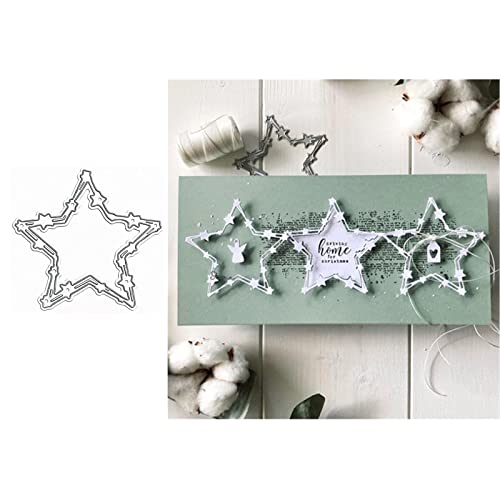 hinana Stars Frame Metal Die Cuts,Hollow Star Background Cutting Dies Cut Stencils for DIY Scrapbooking Photo Decorative Embossing Paper Dies for Scrapbooking Card Making - Image 1