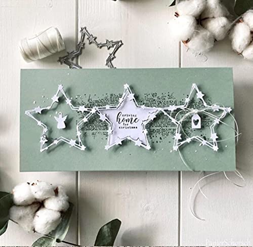 hinana Stars Frame Metal Die Cuts,Hollow Star Background Cutting Dies Cut Stencils for DIY Scrapbooking Photo Decorative Embossing Paper Dies for Scrapbooking Card Making - Image 3