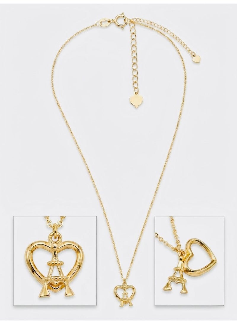 The Intermix Gems Gold Heart Motif Pendant Necklace - Image 4