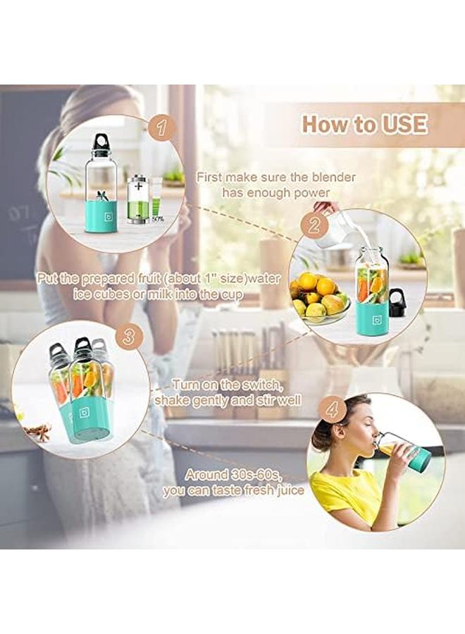 SYOSI Portable Blender With Handle 17.6 Oz Rechargeable Usb High Speed 4 Blades Fresh Fruit Mixer Outdoor Mini Portable Juicer For Fresh Fruit Shakes Ice Smoothies 2600Mah For Travel Sport Outdoor - Image 3