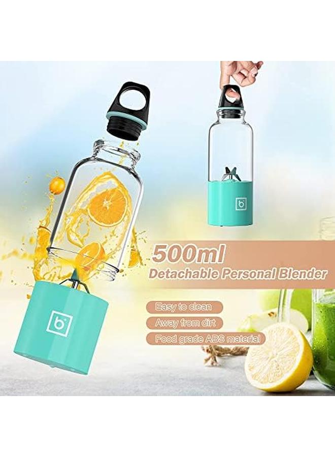 SYOSI Portable Blender With Handle 17.6 Oz Rechargeable Usb High Speed 4 Blades Fresh Fruit Mixer Outdoor Mini Portable Juicer For Fresh Fruit Shakes Ice Smoothies 2600Mah For Travel Sport Outdoor - Image 4