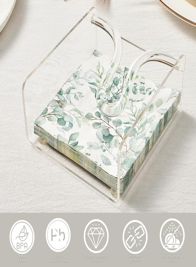 Khen Clear Acrylic Square Cocktail Napkin Holder (5.1"x5.5"), Unbreakable Plastic Napkin Dispenser with Weighted Arm and Non-Slip Pads, Kitchen, Dining Table, Bathroom Vanity, Shatterproof BPA-free - Image 4