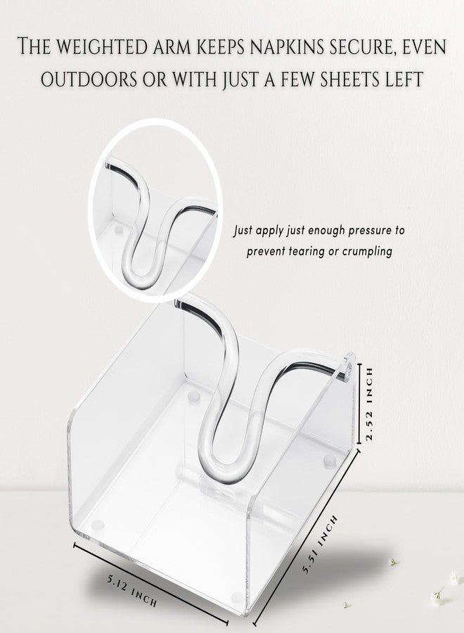 Khen Clear Acrylic Square Cocktail Napkin Holder (5.1"x5.5"), Unbreakable Plastic Napkin Dispenser with Weighted Arm and Non-Slip Pads, Kitchen, Dining Table, Bathroom Vanity, Shatterproof BPA-free - Image 3