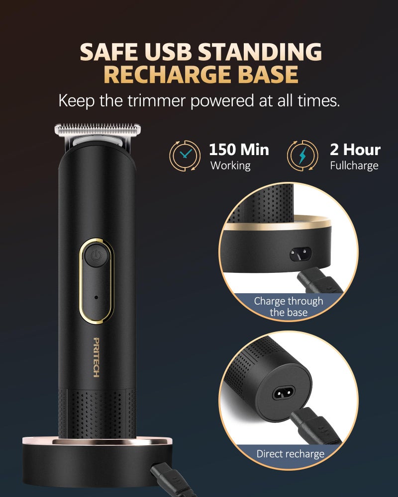 PRITECH Bikini Trimmer for Women - Rechargeable Pubic Hair Trimmer for Sensitive Skin, Wet&Dry Use, Pain-Free Electric Razor&Shaver with Standing Recharge Dock, Ideal Gift for Women, Black - Image 3