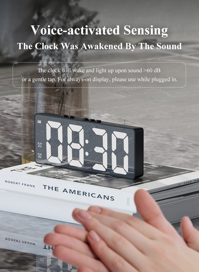 Digital Desk & shelf Alarm Clock for Bederoom, large Big Numbers Display with Dimmer for living Room, USB Port, brightness adjustable，dual alarm，temperature display, portable - Image 4