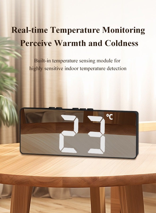 Digital Desk & shelf Alarm Clock for Bederoom, large Big Numbers Display with Dimmer for living Room, USB Port, brightness adjustable，dual alarm，temperature display, portable - Image 5