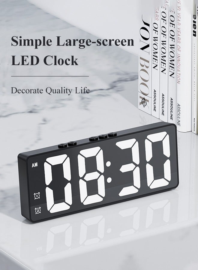 Digital Desk & shelf Alarm Clock for Bederoom, large Big Numbers Display with Dimmer for living Room, USB Port, brightness adjustable，dual alarm，temperature display, portable - Image 3