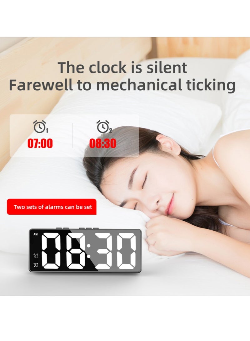 Digital Desk & shelf Alarm Clock for Bederoom, large Big Numbers Display with Dimmer for living Room, USB Port, brightness adjustable，dual alarm，temperature display, portable - Image 1