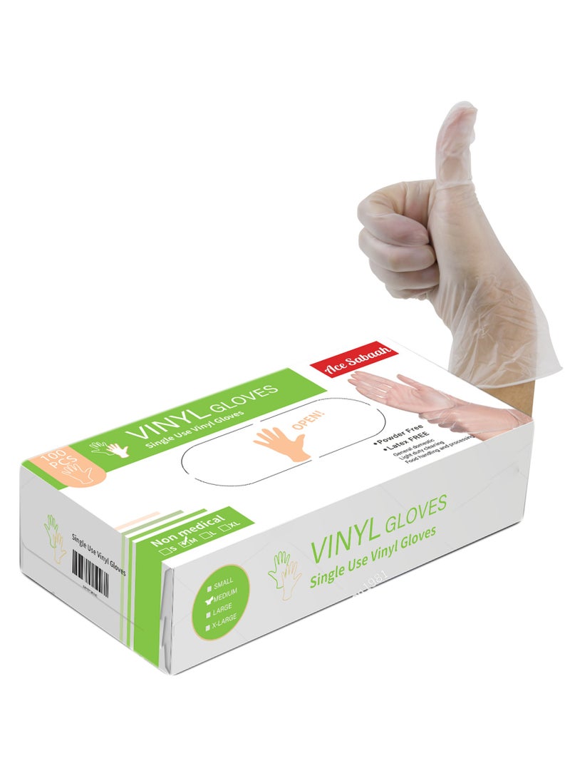 Ace Sabaah Disposable Vinyl Gloves 100Pcs, Pack Of 10 (Medium) - Image 2