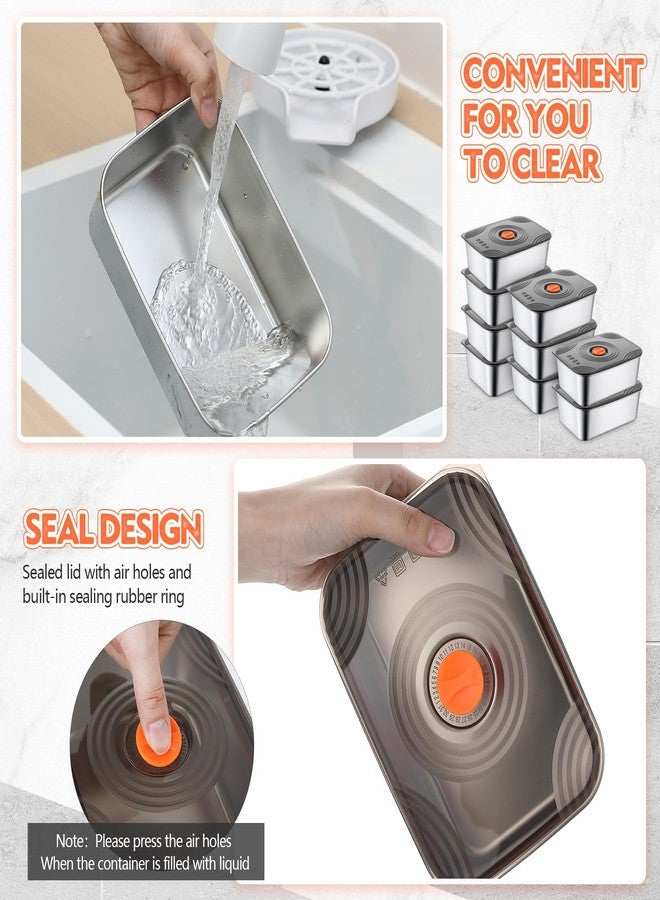 Layhit 10 Set 1000ml / 34oz Stainless Steel Food Storage Containers with Airtight Lid Reusable Metal Meal Container Meat Marinating Fruit Lunch Storage Box Dishwasher and Microwave Safe - Image 3