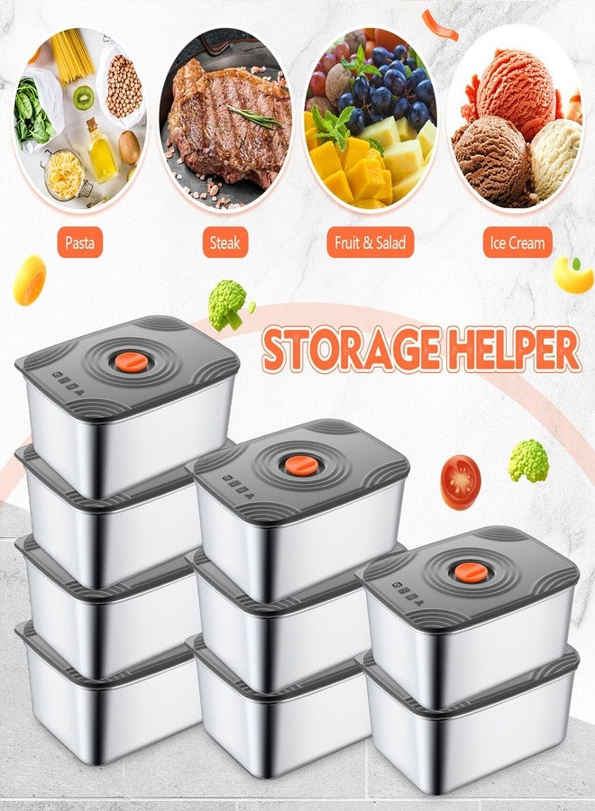 Layhit 10 Set 1000ml / 34oz Stainless Steel Food Storage Containers with Airtight Lid Reusable Metal Meal Container Meat Marinating Fruit Lunch Storage Box Dishwasher and Microwave Safe - Image 4