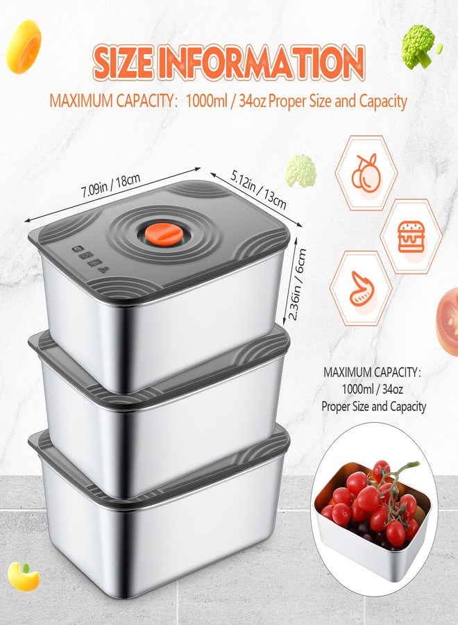 Layhit 10 Set 1000ml / 34oz Stainless Steel Food Storage Containers with Airtight Lid Reusable Metal Meal Container Meat Marinating Fruit Lunch Storage Box Dishwasher and Microwave Safe - Image 2