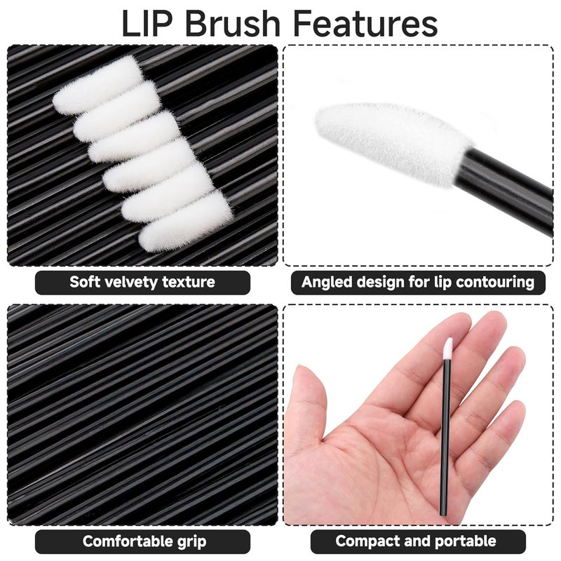 g2plus 100PCS Lip Gloss Applicators, Disposable Lip Brushes Lip Gloss Applicators Lipstick Gloss Wands Applicator Perfect Makeup Tool Kits (Nylon Black) - Image 3