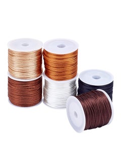 Generic Pandahal 2mm Nylon Satin Ratelle Silk Cord, 6 Colors, Chinese Silk Necklace Cord for Braided Chain Making, Friendship Bracelet, Macrame, Dream Catcher, Hair Jewelry Making, 65 Yards  - Image 1