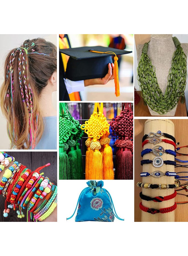 Pandahal 2mm Nylon Satin Ratelle Silk Cord, 6 Colors, Chinese Silk Necklace Cord for Braided Chain Making, Friendship Bracelet, Macrame, Dream Catcher, Hair Jewelry Making, 65 Yards - Image 3