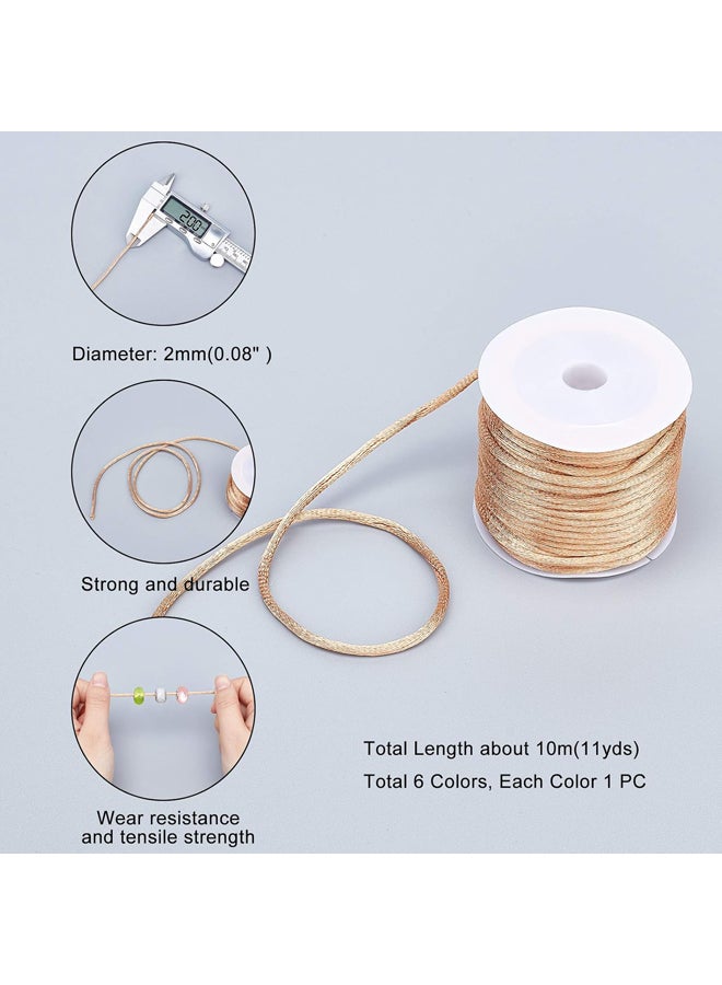 Pandahal 2mm Nylon Satin Ratelle Silk Cord, 6 Colors, Chinese Silk Necklace Cord for Braided Chain Making, Friendship Bracelet, Macrame, Dream Catcher, Hair Jewelry Making, 65 Yards - Image 4