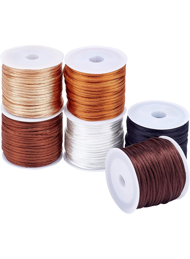 Pandahal 2mm Nylon Satin Ratelle Silk Cord, 6 Colors, Chinese Silk Necklace Cord for Braided Chain Making, Friendship Bracelet, Macrame, Dream Catcher, Hair Jewelry Making, 65 Yards - Image 2