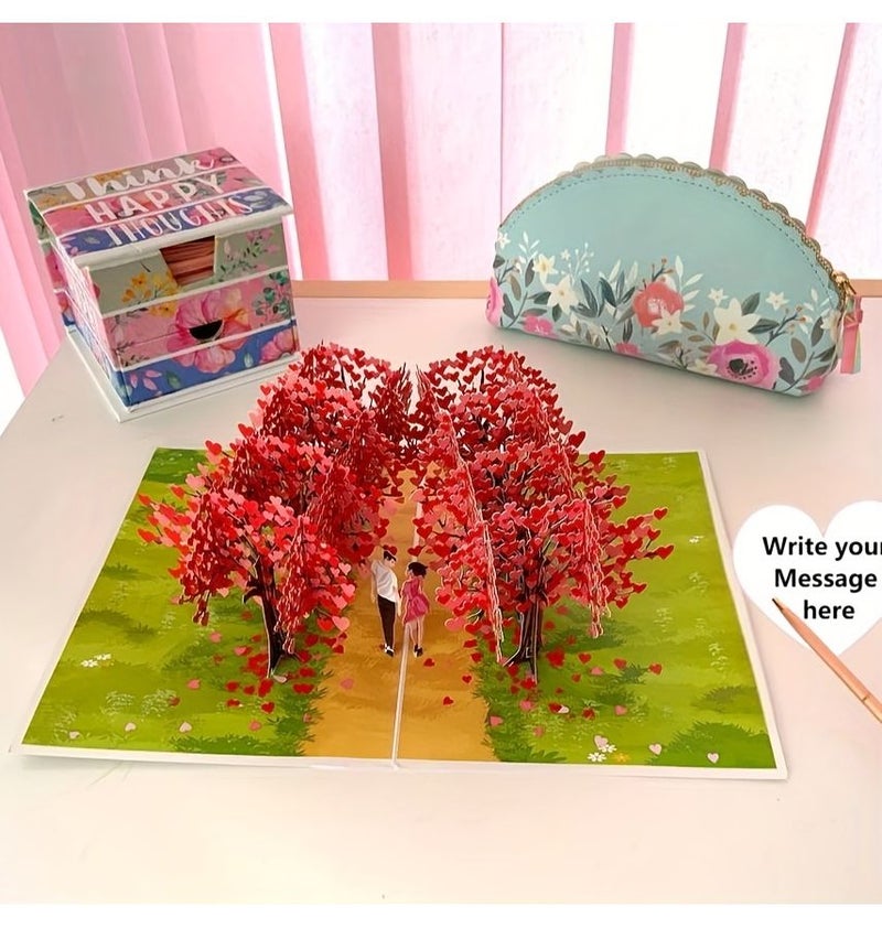 Love Tree 3D Pop Up Greeting Card With Envelope Wedding Birthday Gift - Image 1