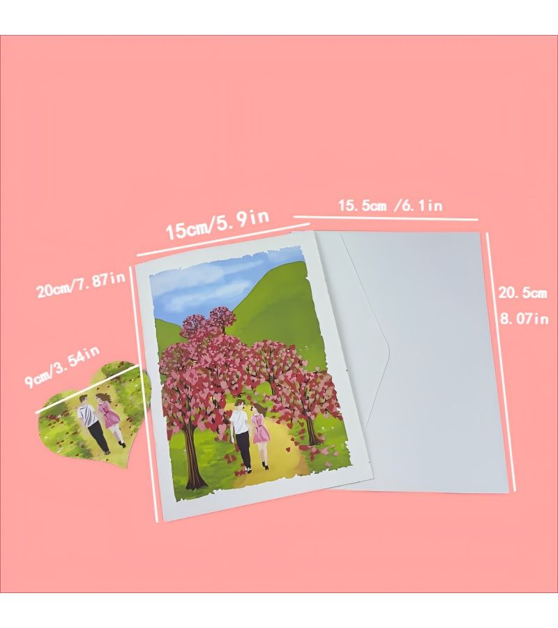 Love Tree 3D Pop Up Greeting Card With Envelope Wedding Birthday Gift - Image 3