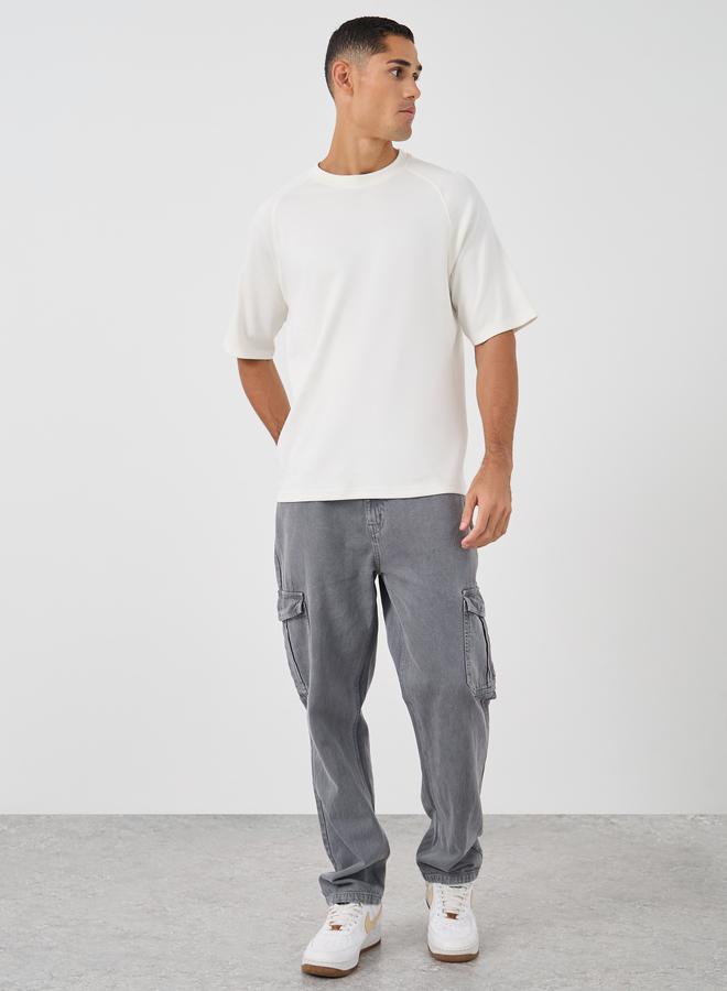 Styli Men Solid Raglan Sleeves Oversized T-Shirt - Image 2