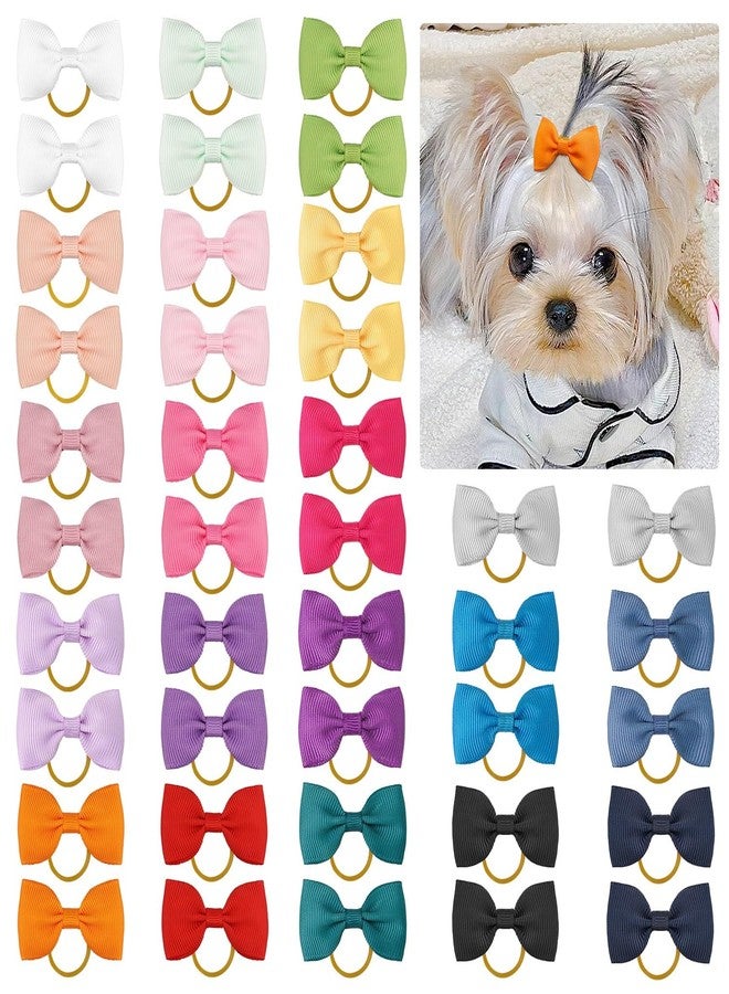 Yxiang Puppy Dog Small Hair Bows with Rubber Bands 40PCS Dog Bows Pet Grooming Hair Accessories for Yorkie Doggies Girl Puppy - Image 1