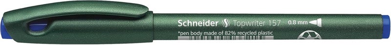 شنايدر قلم حبر جاف توب رايتر 157 برأس ليفي، 8 مم، أسطوانة خضراء، حبر أزرق، علبة من 10 قطع (115703) - Image 2
