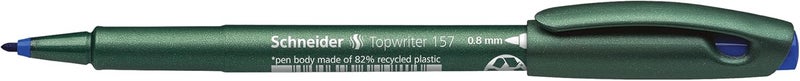 شنايدر قلم حبر جاف توب رايتر 157 برأس ليفي، 8 مم، أسطوانة خضراء، حبر أزرق، علبة من 10 قطع (115703) - Image 5