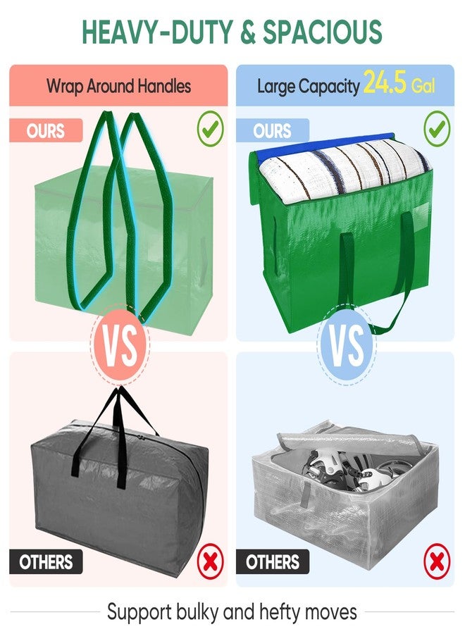 BALEINE 8-Pack Oversized Moving Bags, Big Bags with Reinforced Handles, Heavy-Duty Storage Tote for Clothes, Moving Supplies (Light Green) - Image 4