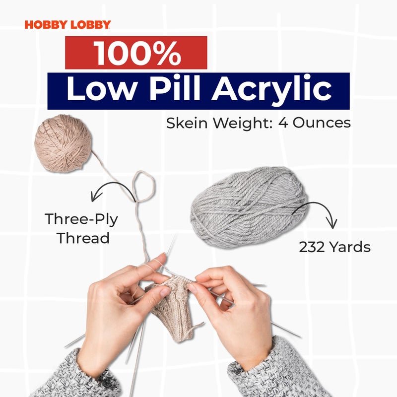 Hobby Lobby Yarn Bee Medium Yarn for Crocheting & Knitting â€“ Soft Yarn Skein â€“ 232 Yards of 100% Low Pill Acrylic Yarn for Crocheting Blankets, Hats, & More â€“ DIY Handcrafting Accessories - Image 3