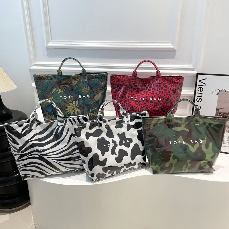 Girl Large Capacity Pvc Fashion Simple Niche Leopard Print Tote Bag Versatile Matchinging - Image 2