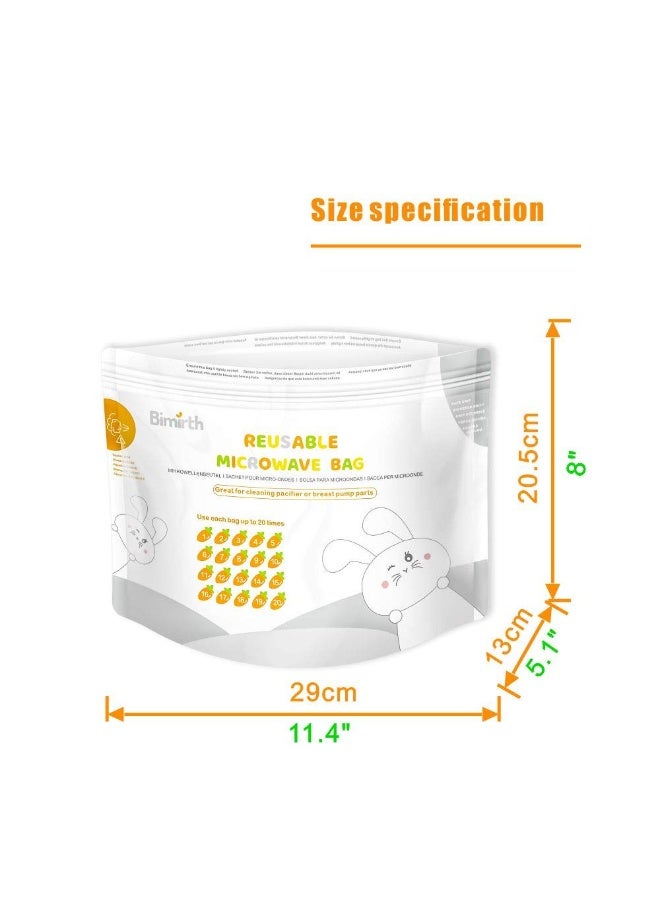Bimirth Microwave Steam Cleaning Bag Reusable - Double Zip Lock Large & Durable 16 Pack Steaming Bags for Bottles & Breast Pump Parts, Training Cups, Fast Steam up Most Breast Pump Accessories - Image 5