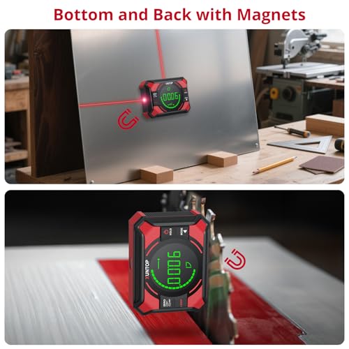 XUNTOP 4x90/2x180°(0.01°) Digital Angle Finder with Dual Laser Digital Angle Gauge with Bottom and Back Magnetic Rechargeable Inclinometer with Digital Level Bubble (Class 2 Laser, <1mW Power Output) - Image 4