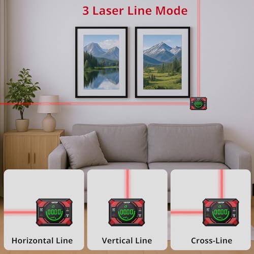 XUNTOP 4x90/2x180°(0.01°) Digital Angle Finder with Dual Laser Digital Angle Gauge with Bottom and Back Magnetic Rechargeable Inclinometer with Digital Level Bubble (Class 2 Laser, <1mW Power Output) - Image 5
