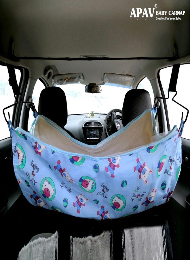 APAV Carr Juhla | Cotton Travel palna | Portable Hanging Zula for Safe Naps | Car Jhula with Mosquito Net | for Road Trips & Car Naps - Image 3