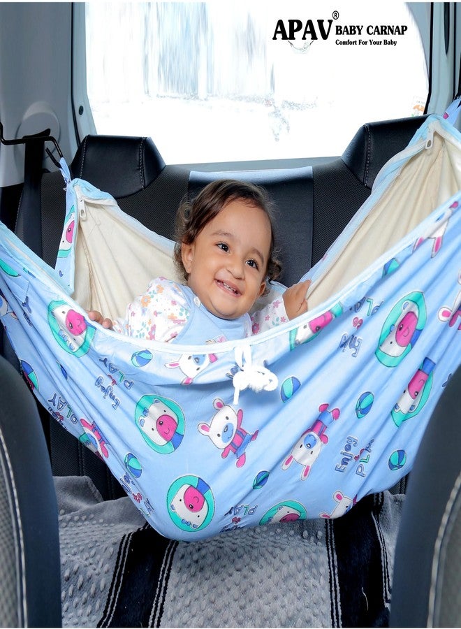 APAV Carr Juhla | Cotton Travel palna | Portable Hanging Zula for Safe Naps | Car Jhula with Mosquito Net | for Road Trips & Car Naps - Image 2