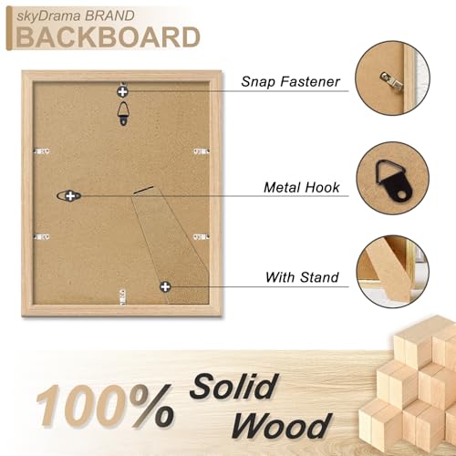 skyDrama Natural Solid Wood 8.5x11 Picture Frame, Display 8.5 x 11 Inch Picture Poster Photo, Vertical & Horizontal Wall Hanging - 2 Pack/Natural/8.5"x11" - Image 5