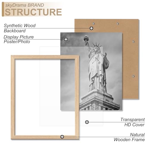 skyDrama Natural Solid Wood 8.5x11 Picture Frame, Display 8.5 x 11 Inch Picture Poster Photo, Vertical & Horizontal Wall Hanging - 2 Pack/Natural/8.5"x11" - Image 3