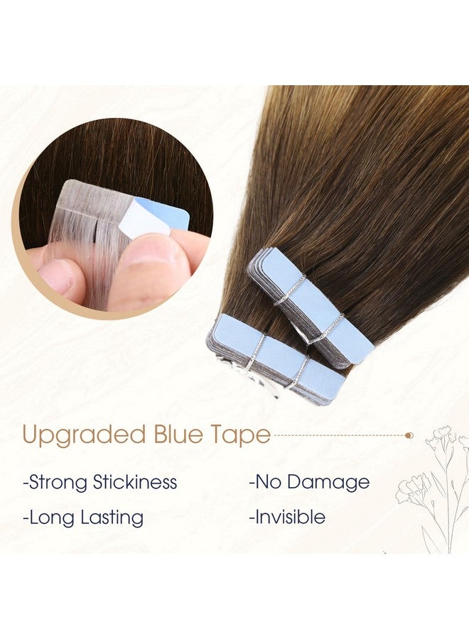 ليدي ميراندا وصلات شعر بشريط لاصق من شعر بشري 100% وصلات شعر ريمي 20 بوصة، 20 قطعة، 50 جرام/عبوة وصلات شعر بشريط لاصق غير مرئية تدوم طويلاً (T4/27، 20 بوصة)