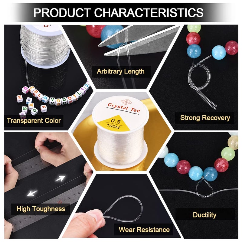 Crystal Tec OBSEDE 0.5mm Elastic Cord Beading Threads Stretch String Fibre Crafting Cords for Jewelry Making Round - Image 4