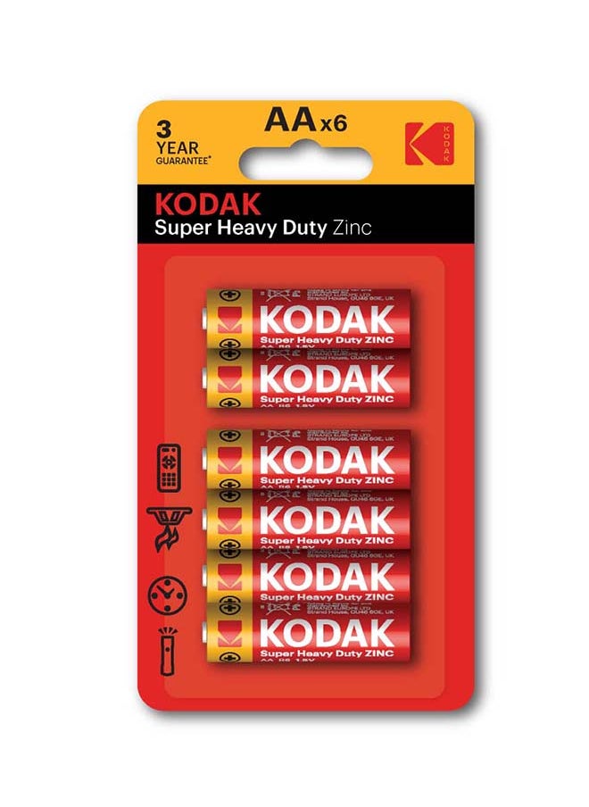 Kodak بطاريات كوداك سوبر هاي ديوتي زنك AA - 6 قطع  - Image 1