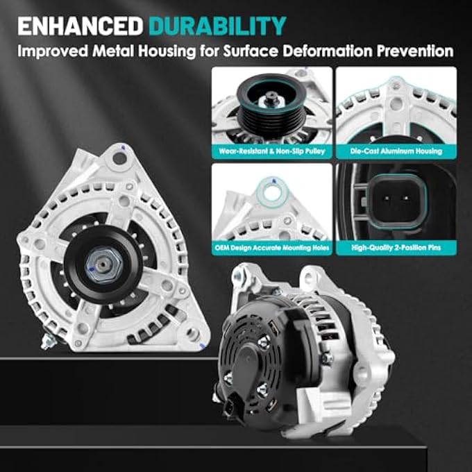 Farrme 11240 Car Alternators 160 Amp, 6-Groove Pulley Fit for Ram 1500, for Jeep Grand Cherokee, Liberty, Commander, for Dodge Durango, Nitro, for Chrysler Aspen Automotive Replacement Alternators - Image 4