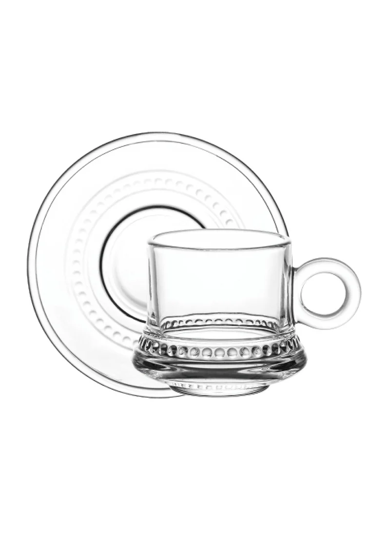 Cuisine Art Doyalex Glass by Cuisine Art Coffee Cup & Saucer Set - 80ml, 12-Pieces, Transparent (CS-038A)