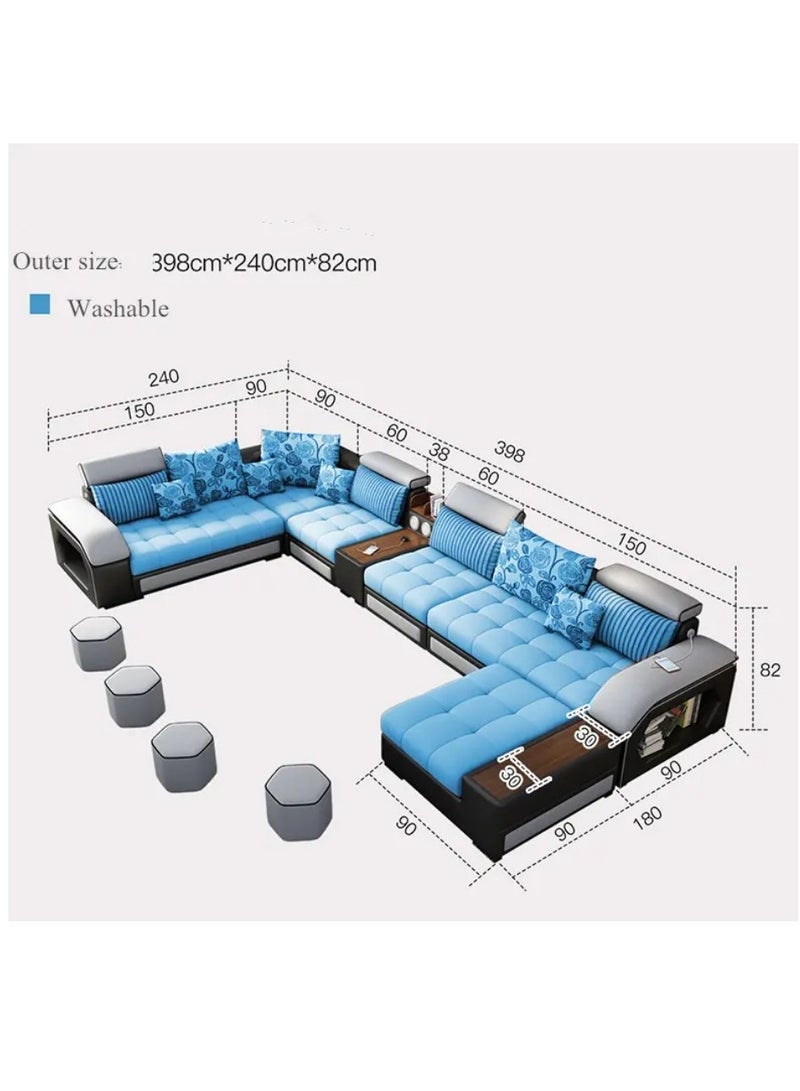Ripple FURNITURE Living Room Furniture Sofa Set Modern Couch, Lounge Suite Luxury Sofa Set Design Modern Sofa Living Room Furniture U Shape 7 Seater Black/ White 398X90X82  - Image 3