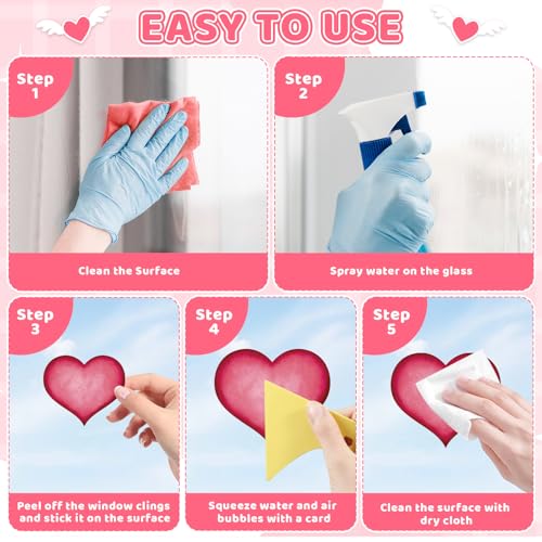 Sealmic 9 Sheets Valentines Day Window Clings Set St Patricks Shamrock Window Stickers Easter Egg Windows Decals Red Pink Heart Valentine Decorations for Glass Home Bathroom Office Spring Party Supplies Large - Image 3