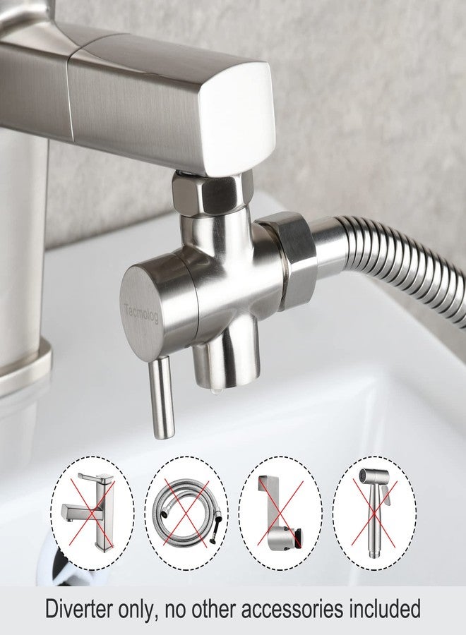 Tecmolog Faucet Valve Splitter Brass Sink Valve Diverter for Kitchen or Bathroom, Sink Hose Connector M22 to M24, Brushed Nickel, SBA021ENA - Image 2