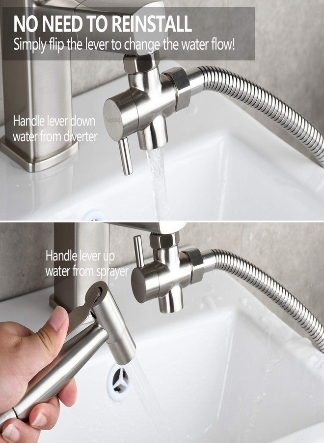 Tecmolog Faucet Valve Splitter Brass Sink Valve Diverter for Kitchen or Bathroom, Sink Hose Connector M22 to M24, Brushed Nickel, SBA021ENA - Image 4